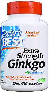 Гінкго білоба доктор безт Doctor's Best Extra Strength Ginkgo 120 mg 360 капсул