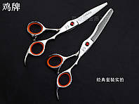 Набір перукарських ножиць срібло з помаранчевим кільцем 6 дюймів Joewell