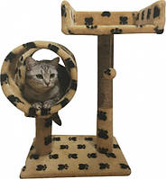 Когтеточка Пухнастик з диваном і тунелем, сіро-бежева, 56*38 см