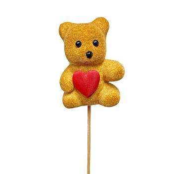 Ведмежа з серцем на паличці 18 см коричневий