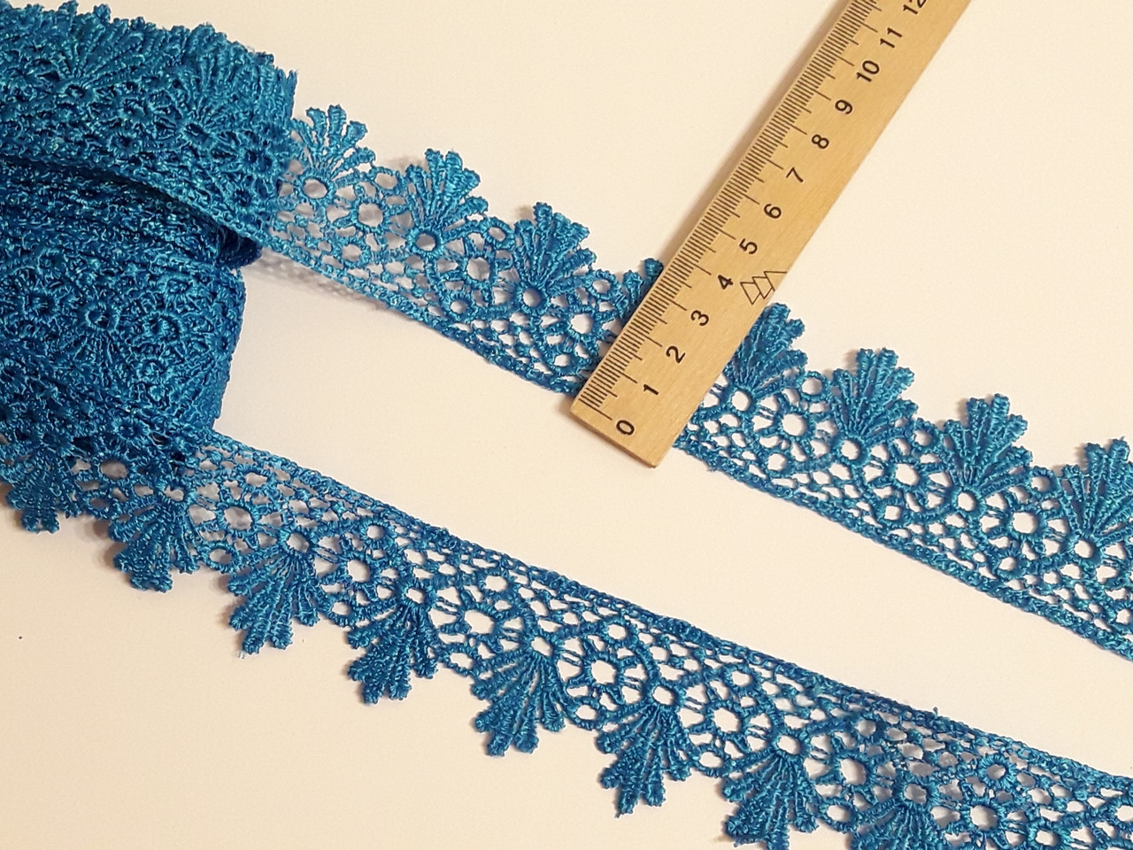 Мереживо макраме на метраж бірюзово-синє 4 см.