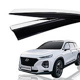 Дефлектори вікон (вітровики) Hyundai Santa Fe 2018- (D983) Auto Clover З хромом молдингом, фото 4