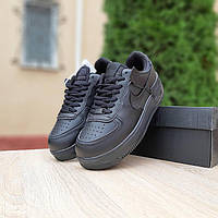 Зимние женские кроссовки Nike Air Force 1 Shadow черные Кроссы для девушек на зиму Найк Аир Форс 1 Шедоу