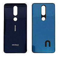 Задняя крышка Nokia 7.1 синяя Gloss Midnight Blue оригинал + стекло камеры
