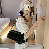 Жіноча класична сумка клатч на короткій ручці багет чорна, фото 2