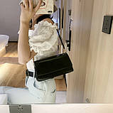 Жіноча класична сумка клатч на короткій ручці багет чорна, фото 5