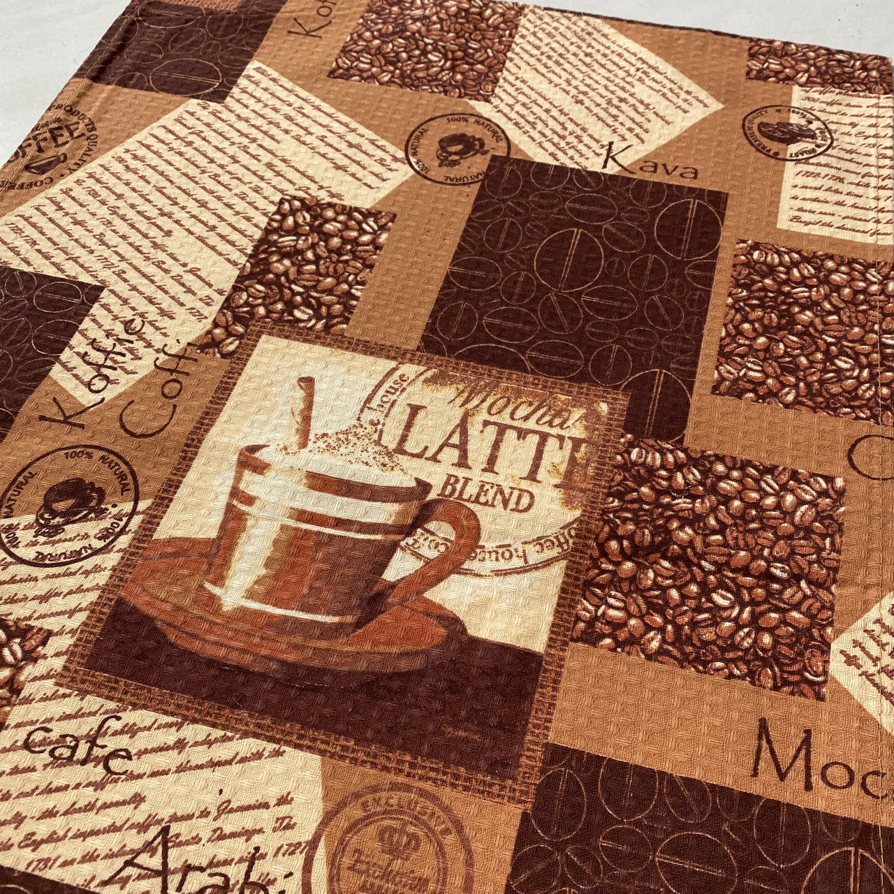 Вафельний рушник з зернами кави і чашкой  Latte Blend, 45х70 см