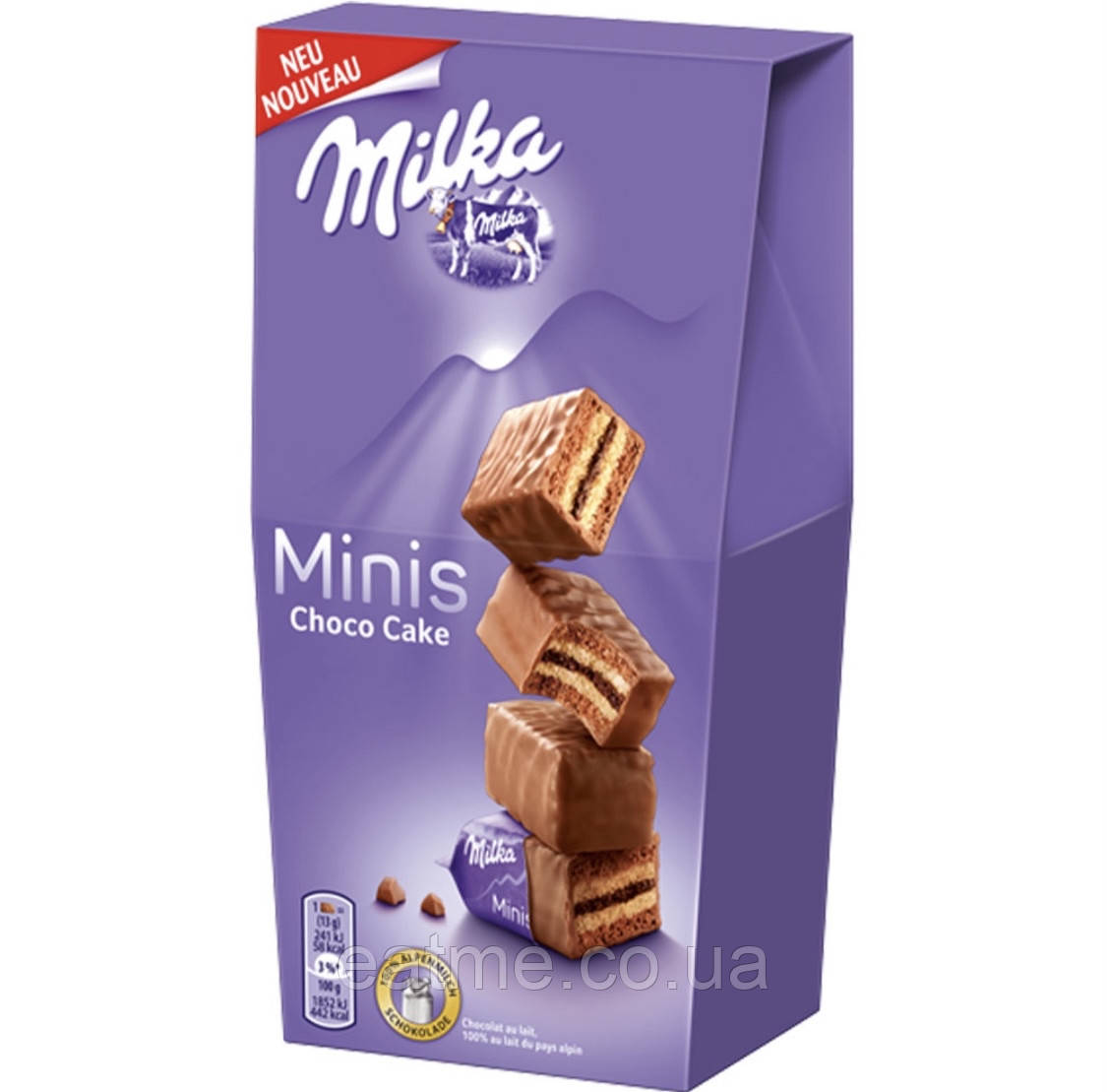 Milka Minis Choco Cake Бісквітне печиво з шоколадною начинкою в молочному шоколаді 117g