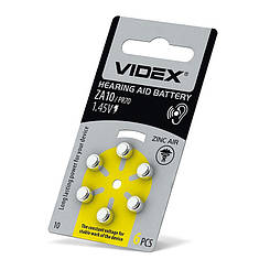 Батарейка повітряно цинкова Videx ZA10 PR70 для слухових апаратів