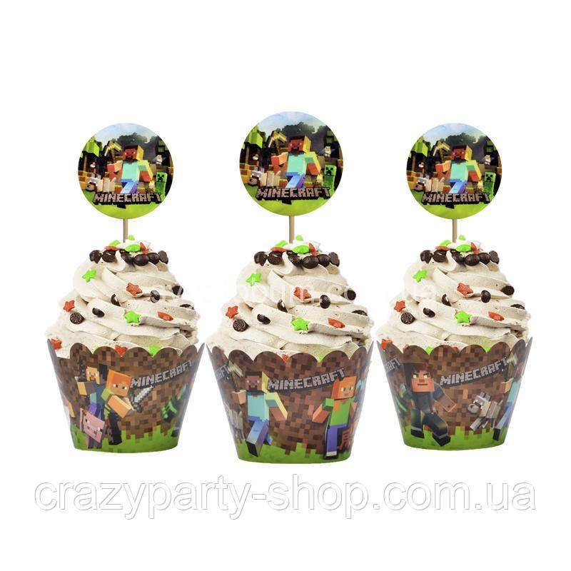 Топер і обгортка для капкейків Майнкрафт, фото 1