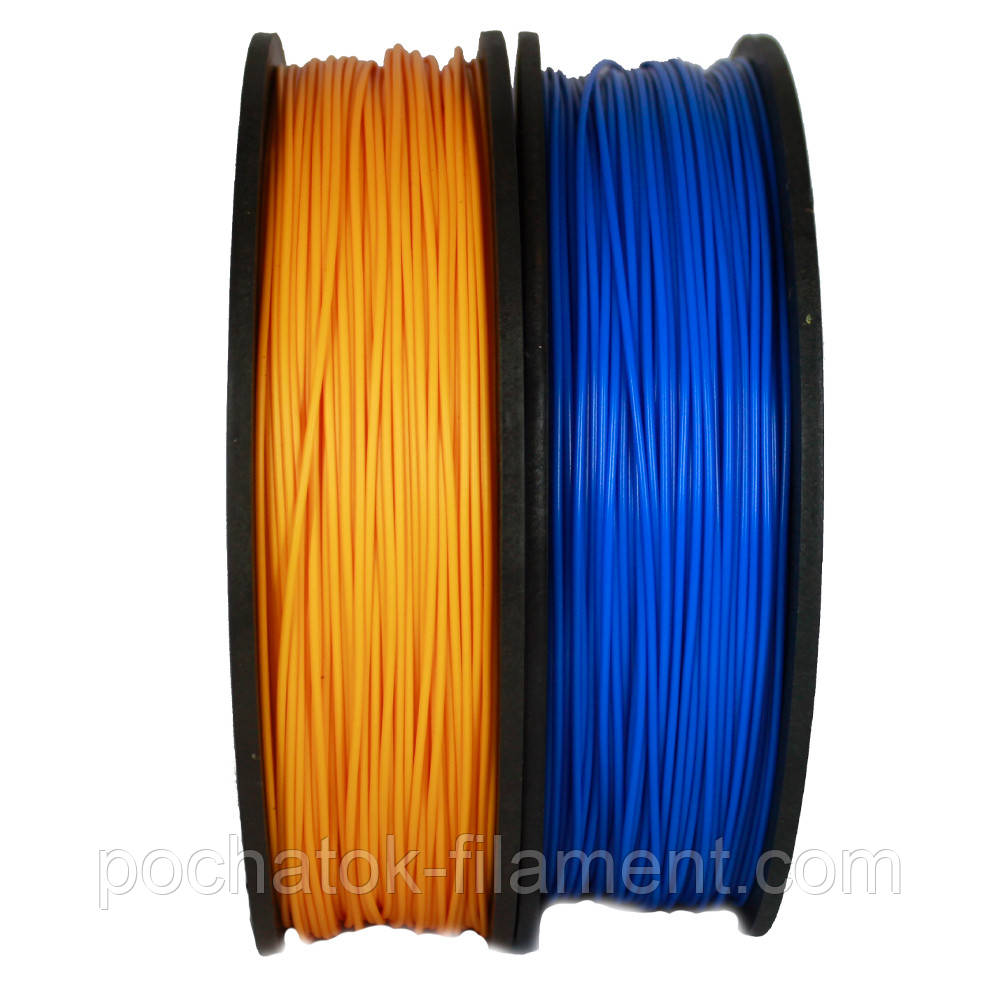 Набір 2в1 PLA філамент пластик для 3D принтеру Pochatok Filament 1,75 мм 0,75 кг Синій та Жовтий, фото 1