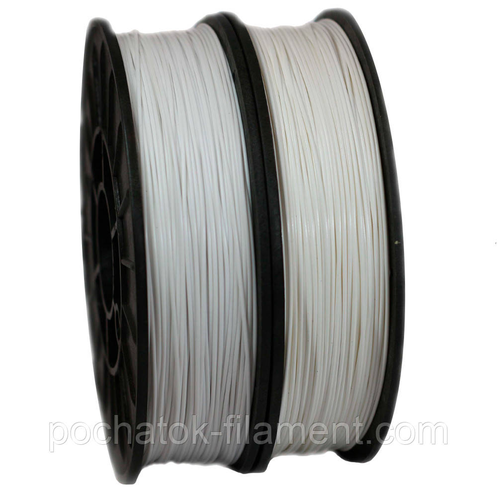 Набір 2в1 PLA філамент пластик для 3D друку Pochatok Filament 1,75 мм 0,75 кг Теплий білий и Сніжно-білий, фото 1