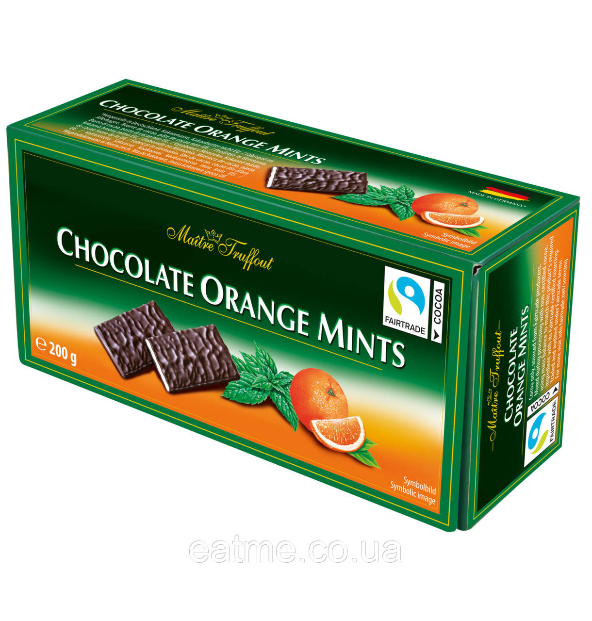 Maitre Truffout Chocolate Orange Mints Стики з темного шоколаду з апельсиново-м'ятною начинкою 200 g