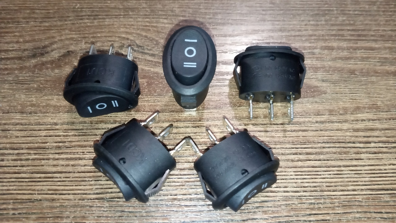 Кнопка-перемикач KCD1-3P еліпс, 6A 250V, чорна