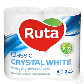 Туалетний папір RUTA Classic CRYSTAL WHITE двошаровий 4 шт.