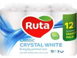 Туалетний папір RUTA Classic CRYSTAL WHITE двошаровий 12 шт.