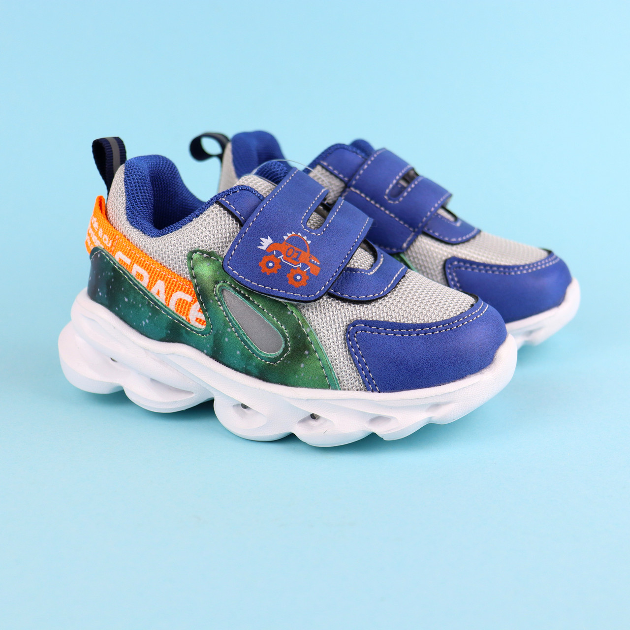 Дитячі кросівки для хлопчика з LED підсвічуванням сірі тм Tomm, фото 1