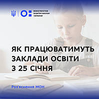 ЯК ПРАЦЮВАТИМУТЬ ЗАКЛАДИ ОСВІТИ З 25 СІЧНЯ – РОЗ’ЯСНЕННЯ МОН