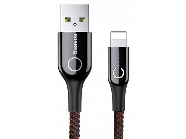 Кабель для зарядки телефона/ смартфона Baseus USB - Lightning 2.4 A 1 м Чорний/ Червоний (CALCD-01), фото 1