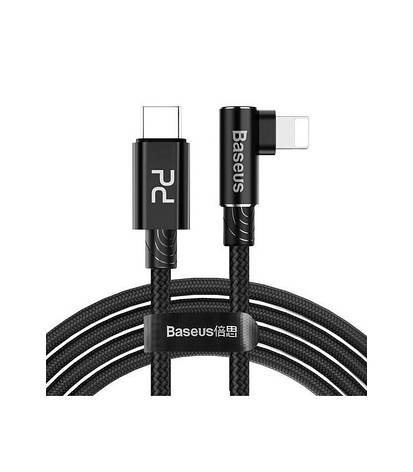 Ігровий кабель для зарядки телефона Baseus MVP Elbow Type-C - Lightning 2 А 1 м Чорний (CATLMVP-A01), фото 1