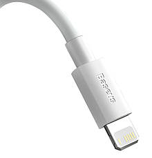 Кабель для зарядки телефона/ смартфона Baseus USB - Lightning 2.4 A 1.5 м Білий (TZCALZJ-02) 2 шт, фото 4
