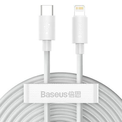 Кабель для зарядки телефона/ смартфона Baseus Type-C - Lightning 5 А 1.5 м 2 шт Білий (TZCATLZJ-02), фото 1