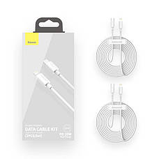 Кабель для зарядки телефона/ смартфона Baseus Type-C - Lightning 5 А 1.5 м 2 шт Білий (TZCATLZJ-02), фото 3