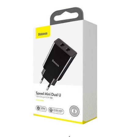 Зарядний пристрій (зарядка) для телефону Baseus Speed Mini Dual U Charger 2 А Чорний (CCFS-R01), фото 3