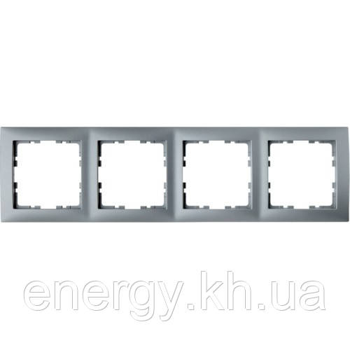 Рамка 4 - пост. Berker S. 1, алюміній, фото 1