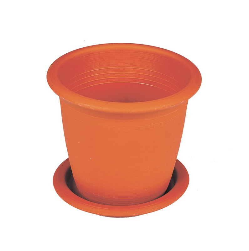 Горщик квітковий ГОСПОДАР "ГОНЧАР" Ø 13 см з піддоном коричневий 92-8006, фото 1