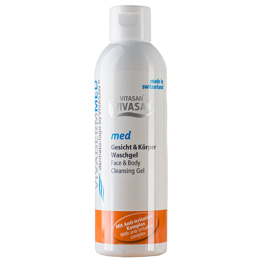Гель для обличчя й тіла очисний вівадерм Мед Vivaderm Med Вівасан Швейцарія 200 мл, фото 1