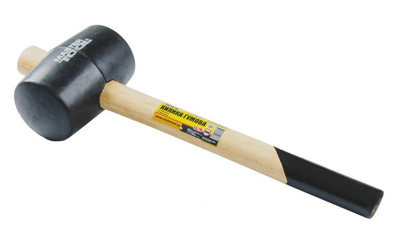 Киянка гумова чорна 75 мм 680 г рукоятка з дерева MASTERTOOL 02-0303