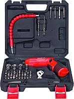 Викрутка акумуляторна поворотна 4V, Li-ion,1.5 Ач,250 об/хв,3.5 Нм, реверс,USB, кейс, аксес.47шт MPT