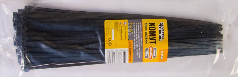 Хомут нейлоновий MASTERTOOL 4.8х300 мм 100 шт чорний 20-1856