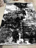 Высоковорсный ковёр черно- белый (Shaggy) DEFIER размер 1,6 х 2,3 м.