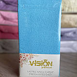 Простирадло махрова на резинці універсальний розмір 230х250см VISION Premium Туреччина Колір - Голубой 100% Бавовна, фото 4
