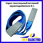 Строп текстильний петльовий СТП 8,0 стрічковий синій двопетлевий чашка текстильна будь-якої довжини
