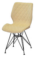 Стул Nolan BK-ML молочный B-1020 велюр на черных металлических ножках, дизайн Charles Eames