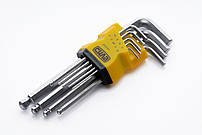 Набір шестигранників 1,5, 2, 2,5, 3, 4, 5, 6, 8, 10 кулястих CrV (9шт) СИЛА