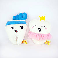 Іграшка м'яка Білий Зуб дівчинка і хлопчик 18 см Подарунок стоматолога