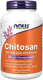Хітозан із хромом нау фудс Now Foods Chitosan 500mg 240 капсул