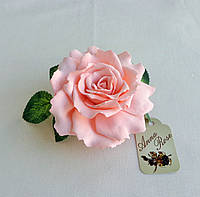 Заколка-брошка з фоамірана ручної роботи "Цвітіння троянда"