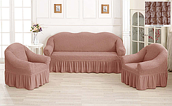 Чохли Турецькі на диван + крісла    Дивандеки на диван і крісла    Накидки на диван і крісла    Колір — Пудровий