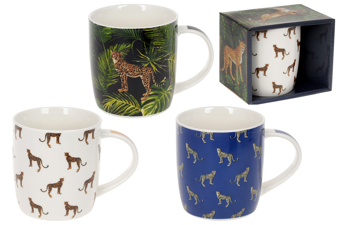 Кухоль порцеляновий Леопард, 350мл, 3 дизайну ТОВАР ВІД ВИРОБНИКА