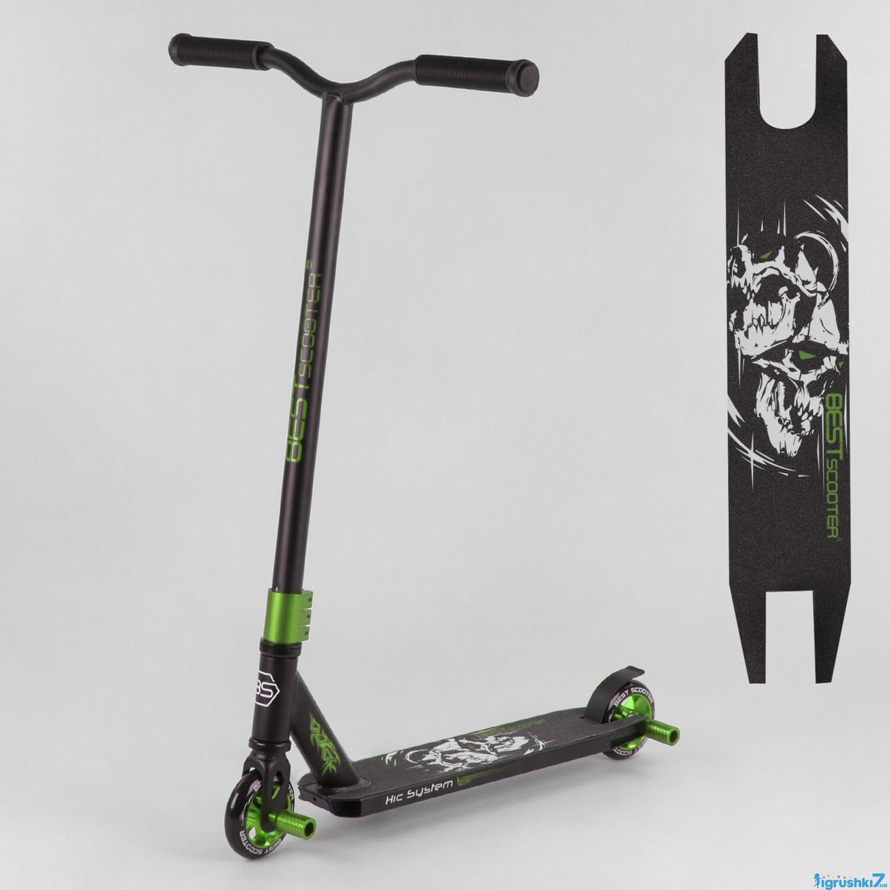 Самокат трюковий 86380 Best Scooter HIC-система з ПЕГИ, алюмінієвий диск і дека, PU колеса.