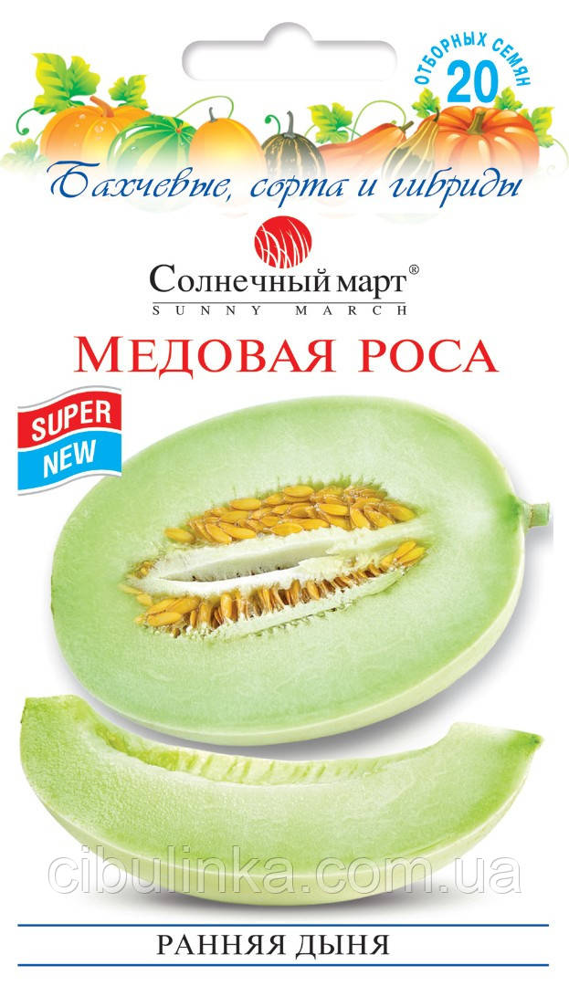 Диня Медова роса (зелена солодка диня) 20 шт, фото 1