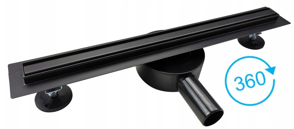 Трап для душу BW Tech Slim 80 см чорний поворотний вихід (R04BK800), фото 1