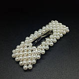 Прикраса для волосся з перлами (заколка клук квадратна) 7,5 см/2,8 мм ширина ПЛАСТИКОВА, фото 5