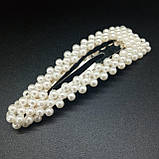 Прикраса для волосся з перлами (заколка клук квадратна) 7,5 см/2,8 мм ширина ПЛАСТИКОВА, фото 6