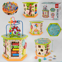 Деревянная игрушка Игровой Логический Развивающий центр Куб Fun Game 89870 (Лабиринт Счеты Сортер)